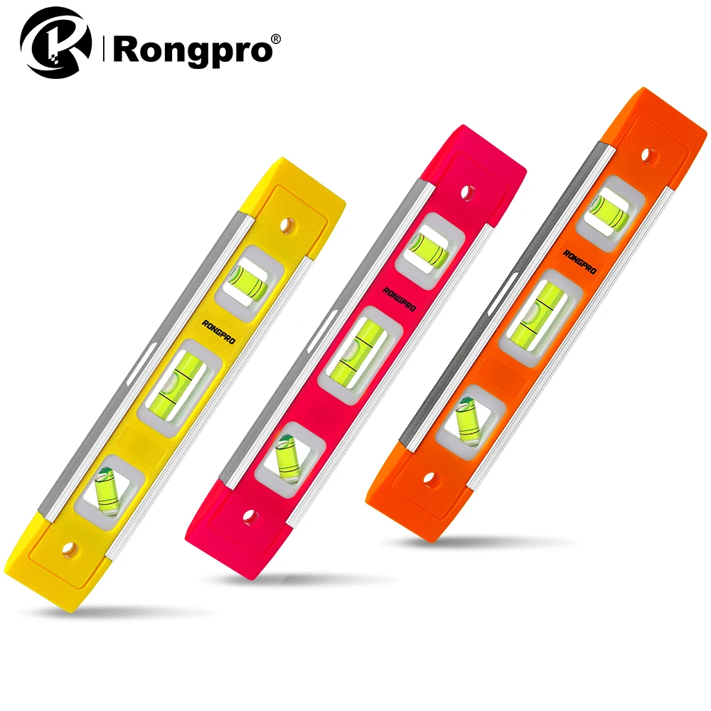 Rongpro Portable ABS Shell Level Ruler High Precision Strong Magnetic 3 Bubble Level Meter Household Hardware Tools Mini Level