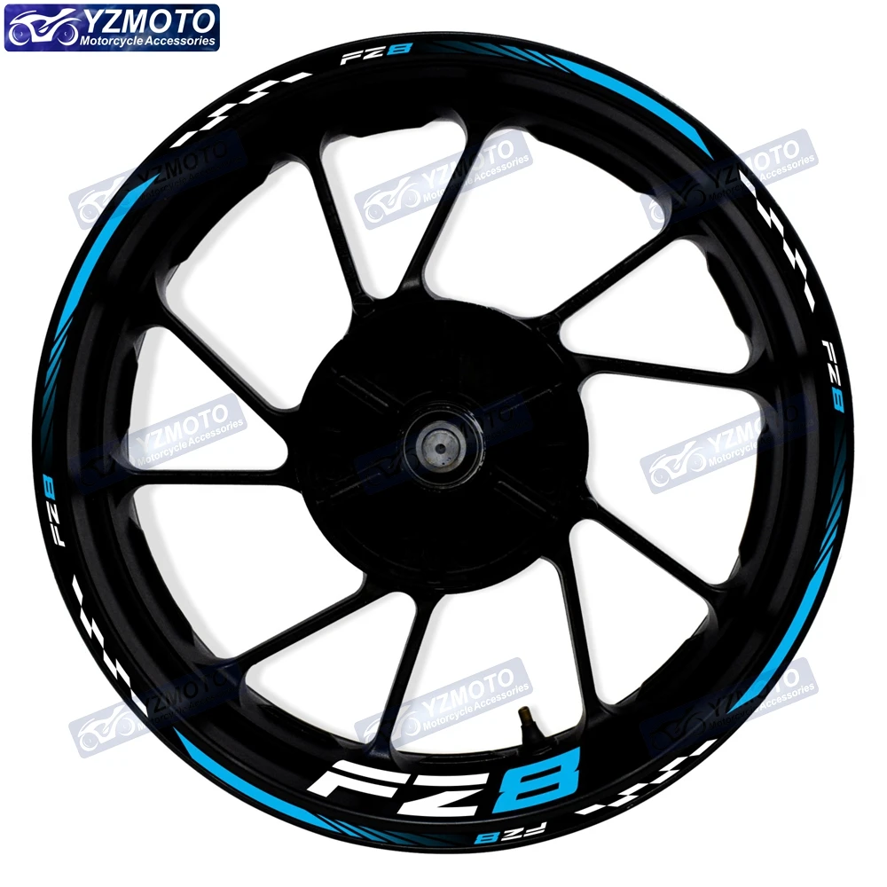 Für FZ8 Motorrad 17-Zoll-Aufkleber für Vorder- und Hinterrad, Racing-Naben-Aufkleber, modifizierte dekorative reflektierende wasserdichte Felgenaufkleber