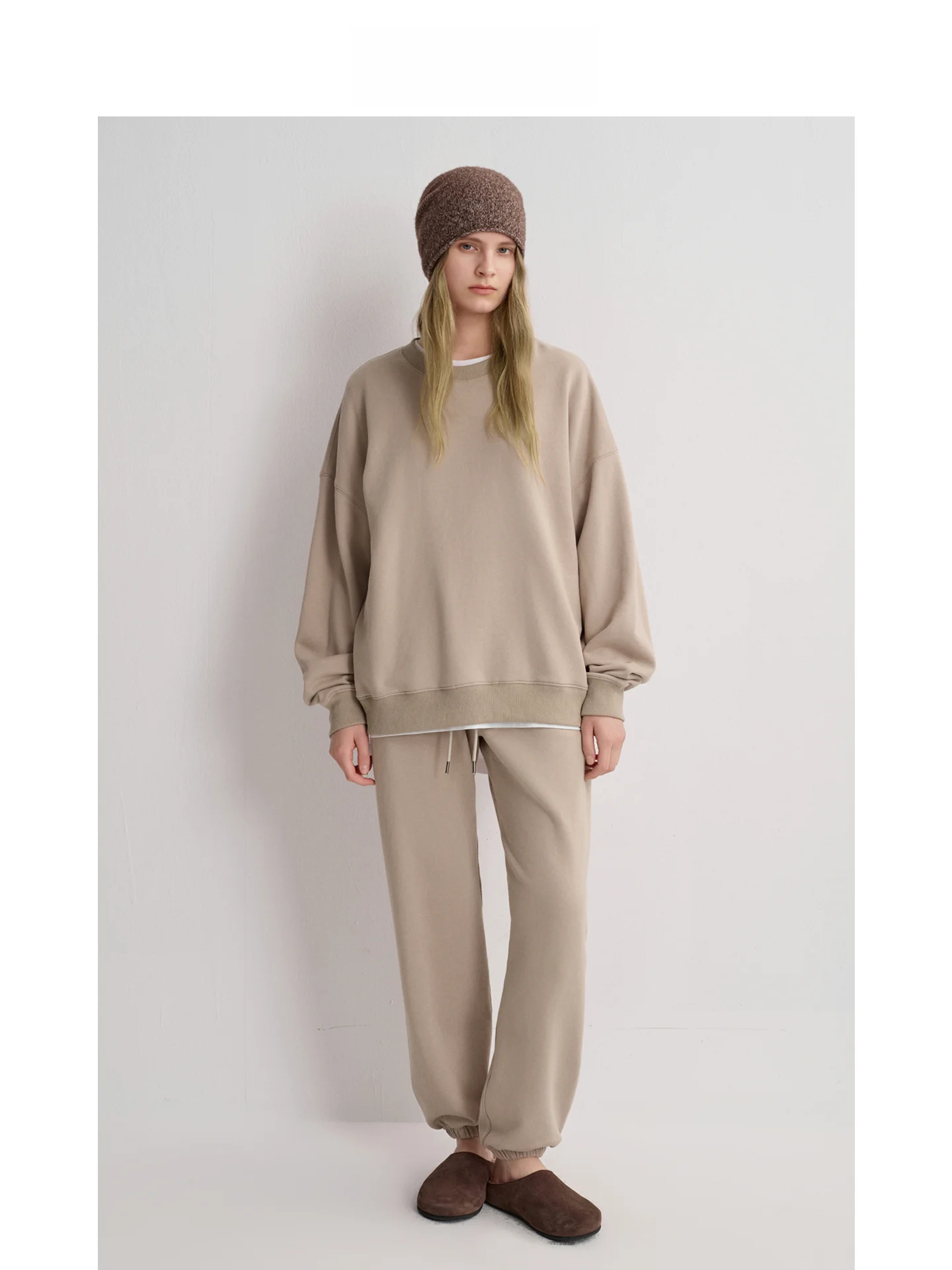 

Повседневный комплект из свитшота с круглым вырезом и брюк, коричневые брюки с завязками, женский модный хлопковый ансамбль на весну, осень, зиму