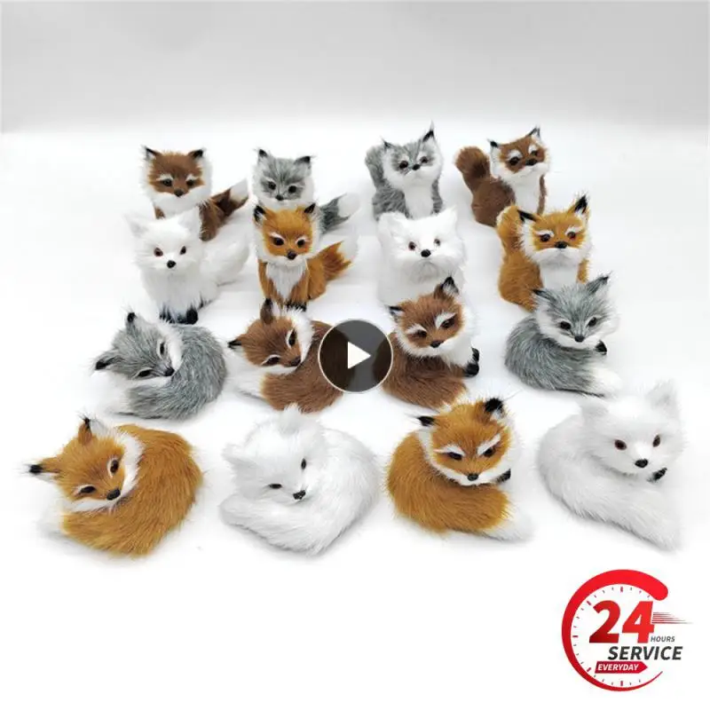 Styles Mini Squatting Fox Model Cute Simulation Fox Toy Home Decoration Wedding Birthday Gift Stuffed Plush Toys