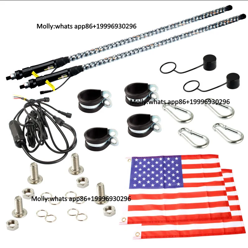 MISUN Multi Function Rgb 360 Degree Spiral Chasing Led Atv Utv Truck Light Whip Warning Light