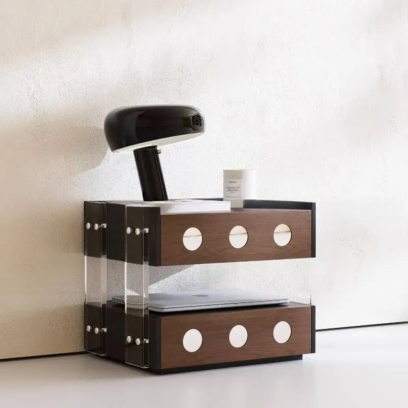 

Brown Small Nature Nightstands Retro Transparent Antique Vintage Nightstands Bedroom Bedside Storage Mesillas Room Furniture