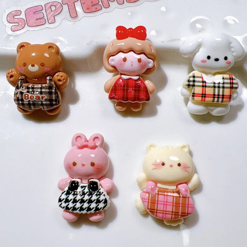 10/20Pcs Cute Rabbit Bear Girl Resin Patch DIY Handmade Material Jewelry Hair Clips Key Chain Cartoon Craft Supplies Accessories image 3
