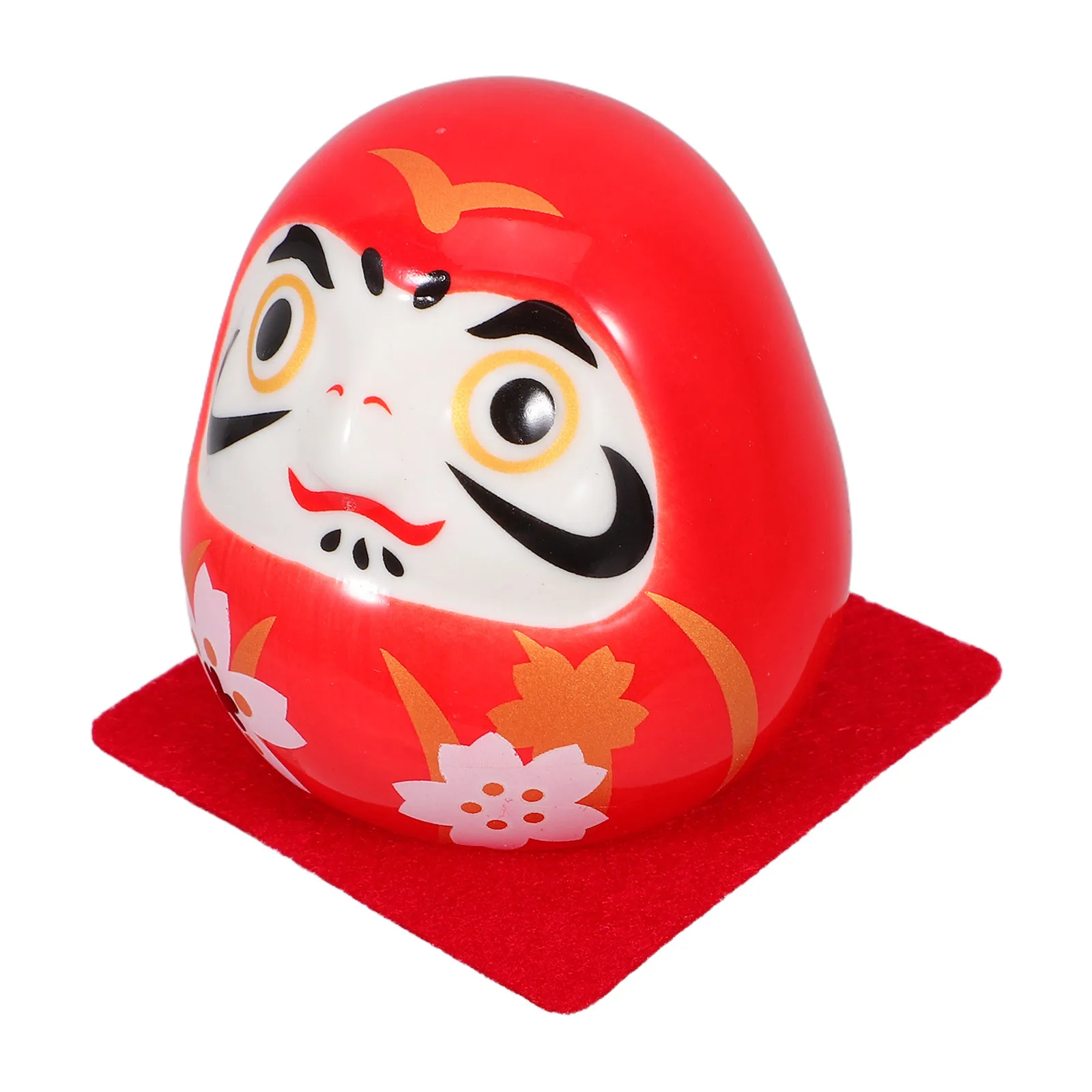 

Small Japanese Dharma Egg Ornament in Cherry Blossom Ceramic Design Elegant Home Workspace Decor Positive Energy Luck Enhancing