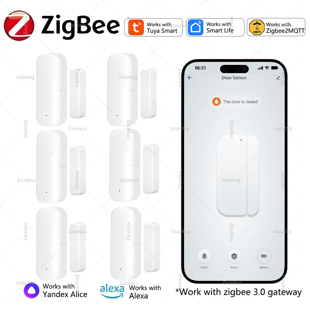Tuya Zigbee 3.0 Tür- und Fenstersensor Einbruchschutz Magnetkontakt Offen-Geschlossen-Detektor Smart Home Sensor Kompatibel mit Smart Life Z2M Hub