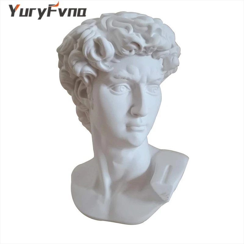 

YuryFvna 15 см статуя человека Давида портреты головы мини гипс Микеланджело украшение дома искусство ремесло домашний декор скульптура