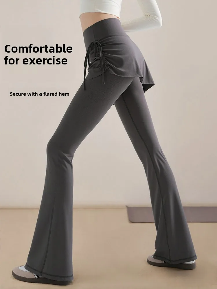 Yogabroek met hoge taille Dames Micro Flare Strakke pasvorm Sportbroek Bovenkleding Rok Casual Fitn Hoog elastisch nylon