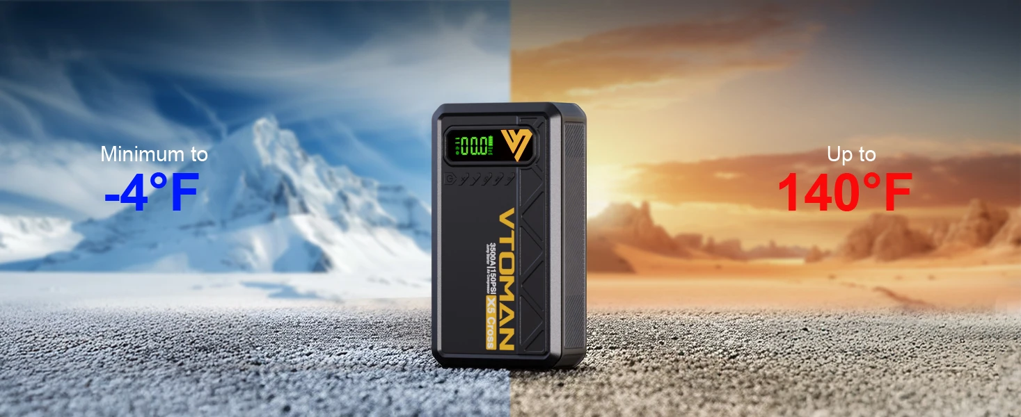 VTOMAN X5 Cross 5-in-1 Auto-Starthilfe 3500A Tragbare Autobatterie-Starthilfegerät mit Eingebautem 150PSI Luftkompressor Powerbank LED-Notlicht für Benzin- und Dieselautos – Detail 15