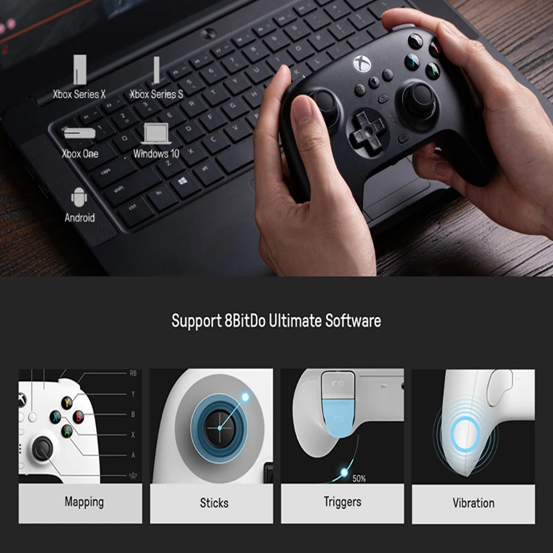 Imagem -02 - Ultimate 3-mode Controlador de Jogos Gamepad para Xbox Joystick de Efeito Hall Doca de Carregamento Windows Compatível e Android 8bitdo