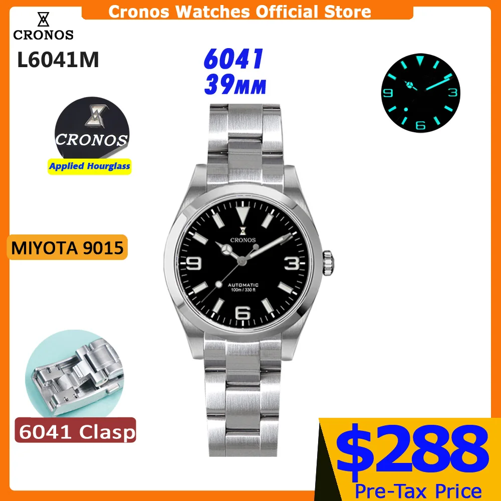 Cronos EX Mechanical Men Watch 39mm Miyota 9015 Automatic Sapphire Glass Bushed Bracelet 10ATM Gradual Dial L6041M