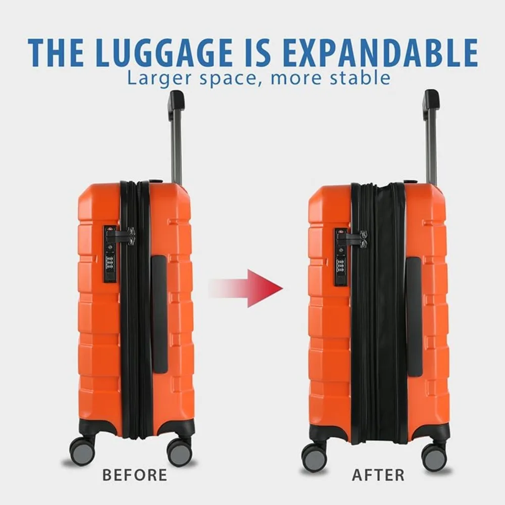 Expandable Hardside Spinner Luggage with Built-in TSA Lock, Durable Rolling Suitcase for Travel with USB Port, Long-Lasting Carr