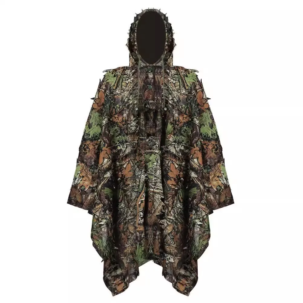 3D Camouflage Leafy Leaves Clothing Jungle Woodland Hunting Camo Poncho Cloak