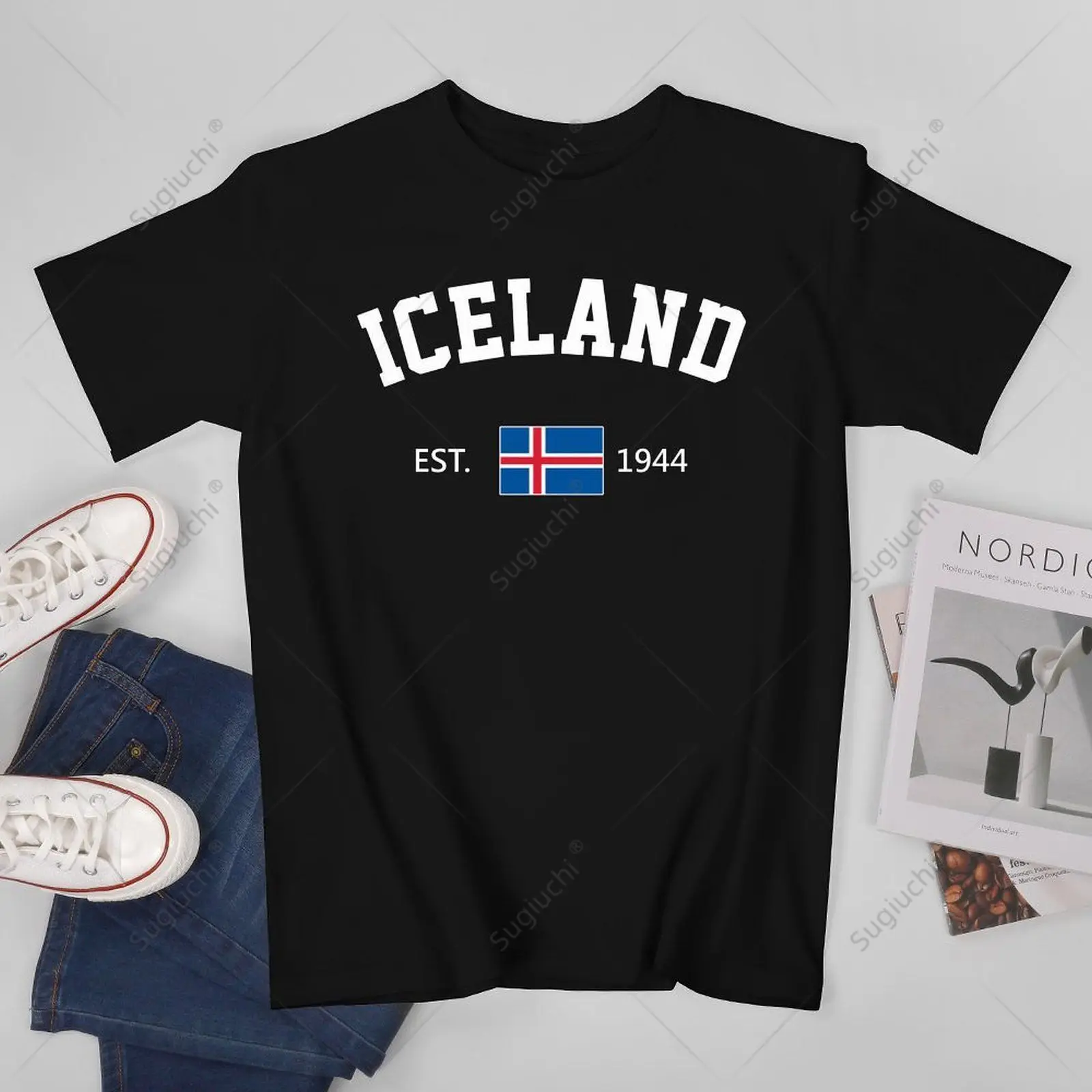 Unisex Men Iceland EST.1944 Independence Day Tshirt Tees T Shirts Women Boys 100% Cotton T-Shirt
