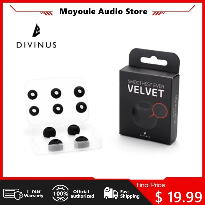 Divinus Velvet Silicone Earphones Ear Tips for Nozzle Size 3-5mm, Soft Deeply Eartips For IEMs Earbuds AFUL Performer 5/8 Render