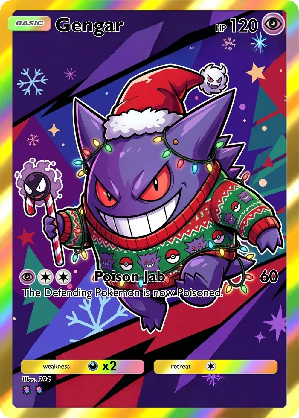Pokemon Cards Christmas series Kawaii Gengar Charizard Dragonite Gardevoir PTCG Cards Holo Rare Creativity Pokemon Gift view 3