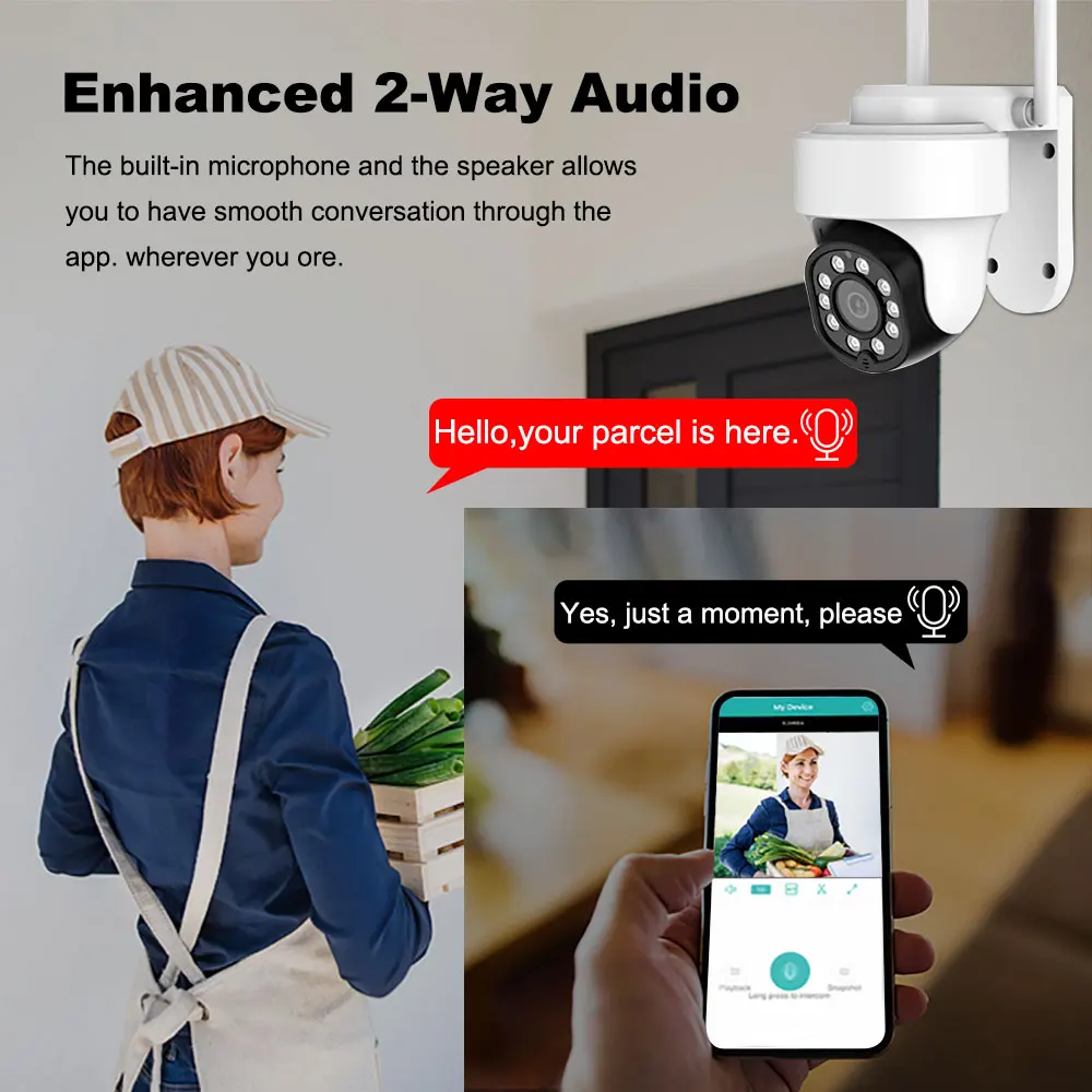 ZHXNSD  5MP Wireless Outdoor Wifi Camera Digital Zoom PTZ IP Home Security Camera CCTV Full Colar IP66 Waterproof Two Way Audio