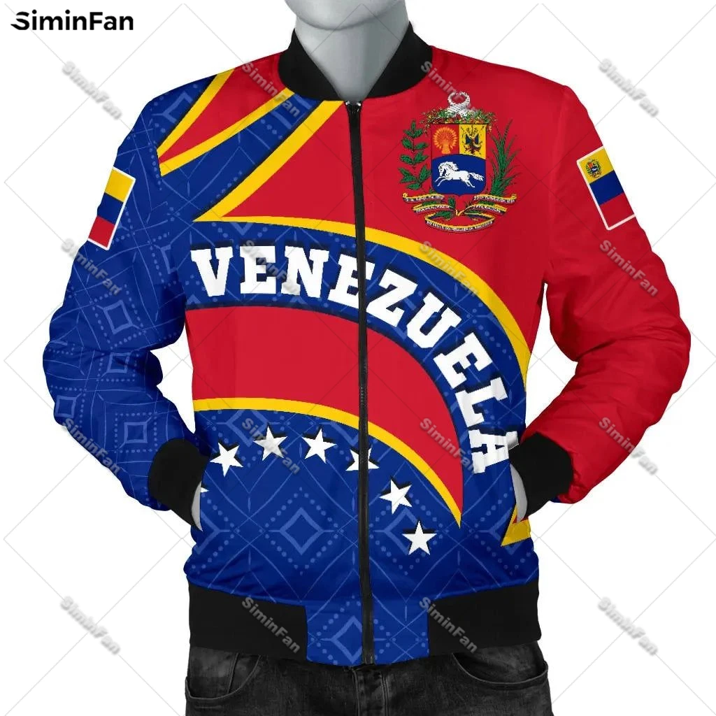 Venezuela Coat of Arms 3D All Over Printed Men Bomber Jacket Male Winter Quilted Cotton Coat Unisex Windproof Outwear Female Top