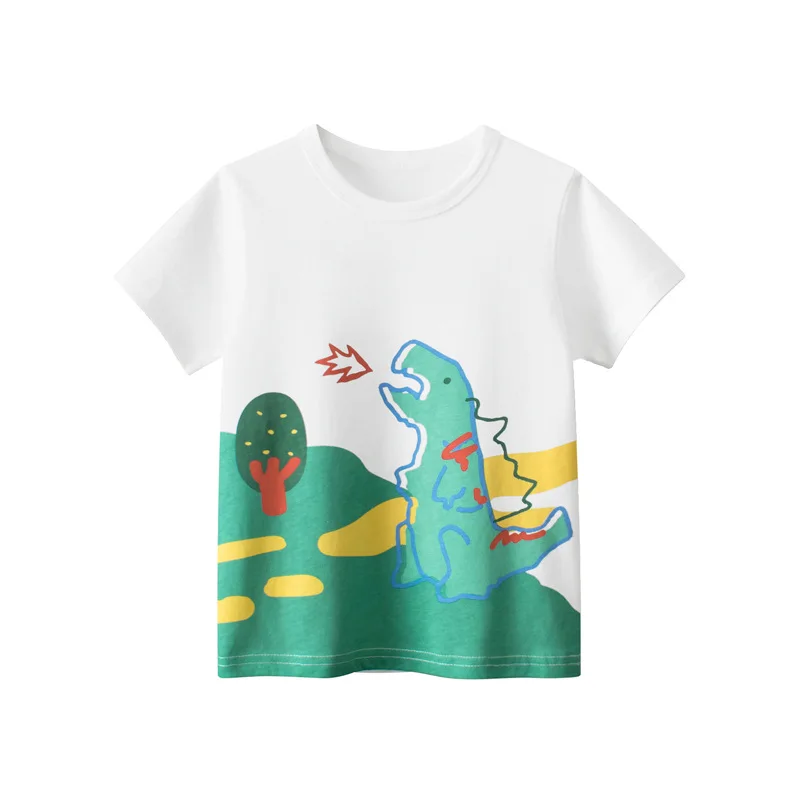 

2023 Summer Baby Boys Clothes Kids Cartoon Dinosaur Cotton T-shirts Children Tops Toddler Girls Fashion T Shirt Tees 2-10 Years