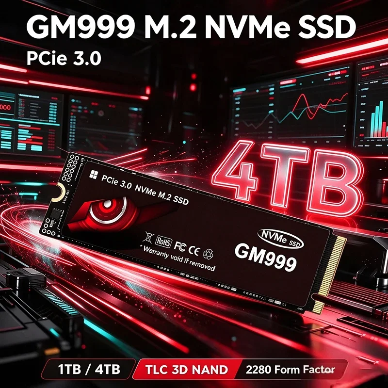 SSD Original GM999 PCIe3.0 M.2 2280 NVMe 500GB 1TB 2TB 4TB SSD para Jogos Unidade de Estado Sólido Interna para Criadores de Conteúdo