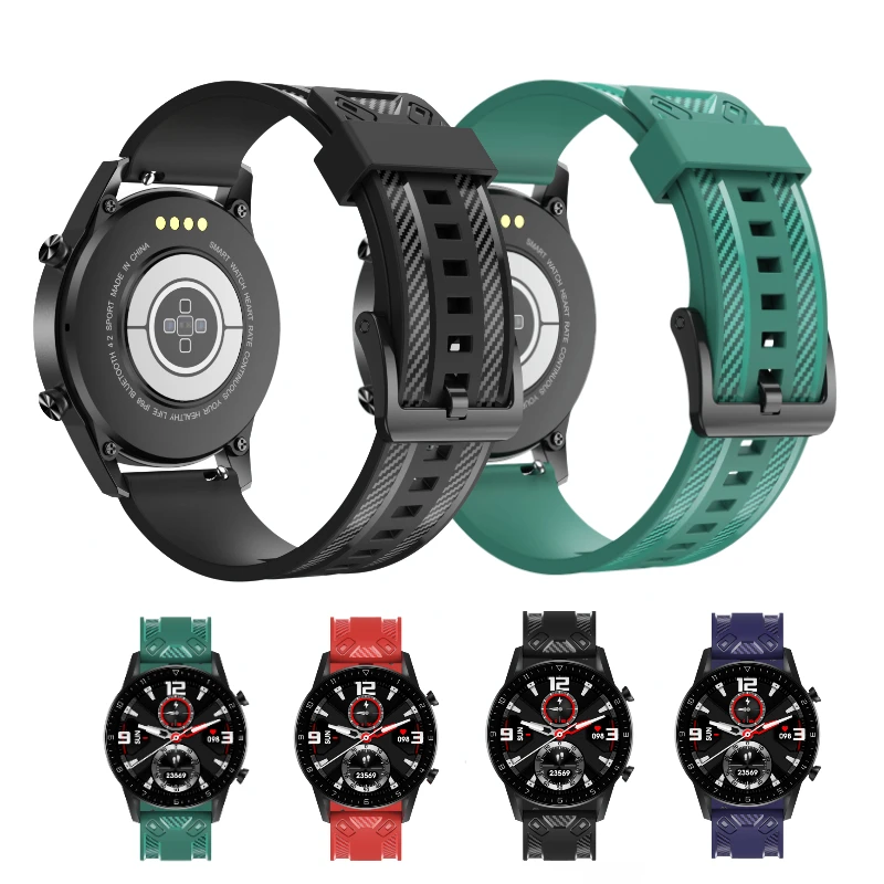 

22mm 20mm Carbon Fiber Strap for Samsung Galaxy Watch 3 Huawei Watch 3 Pro GT2 sports watch silicone wristband For Amazfit GTR