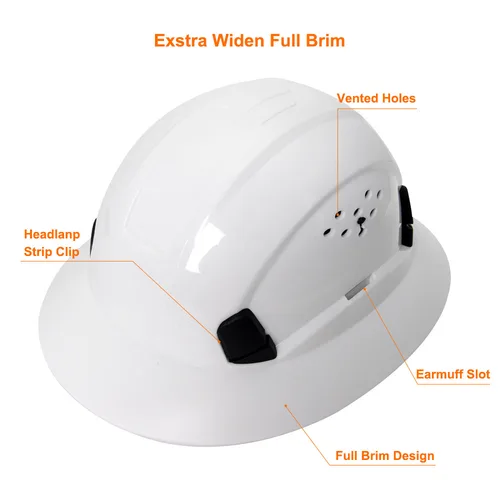 Imagen 2 del producto Casco duro de ala completa CE, casco de seguridad para ingeniero de construcción, suspensión de 6 puntos, gorra de trabajo Industrial transpirable, protección para la cabeza ANSI