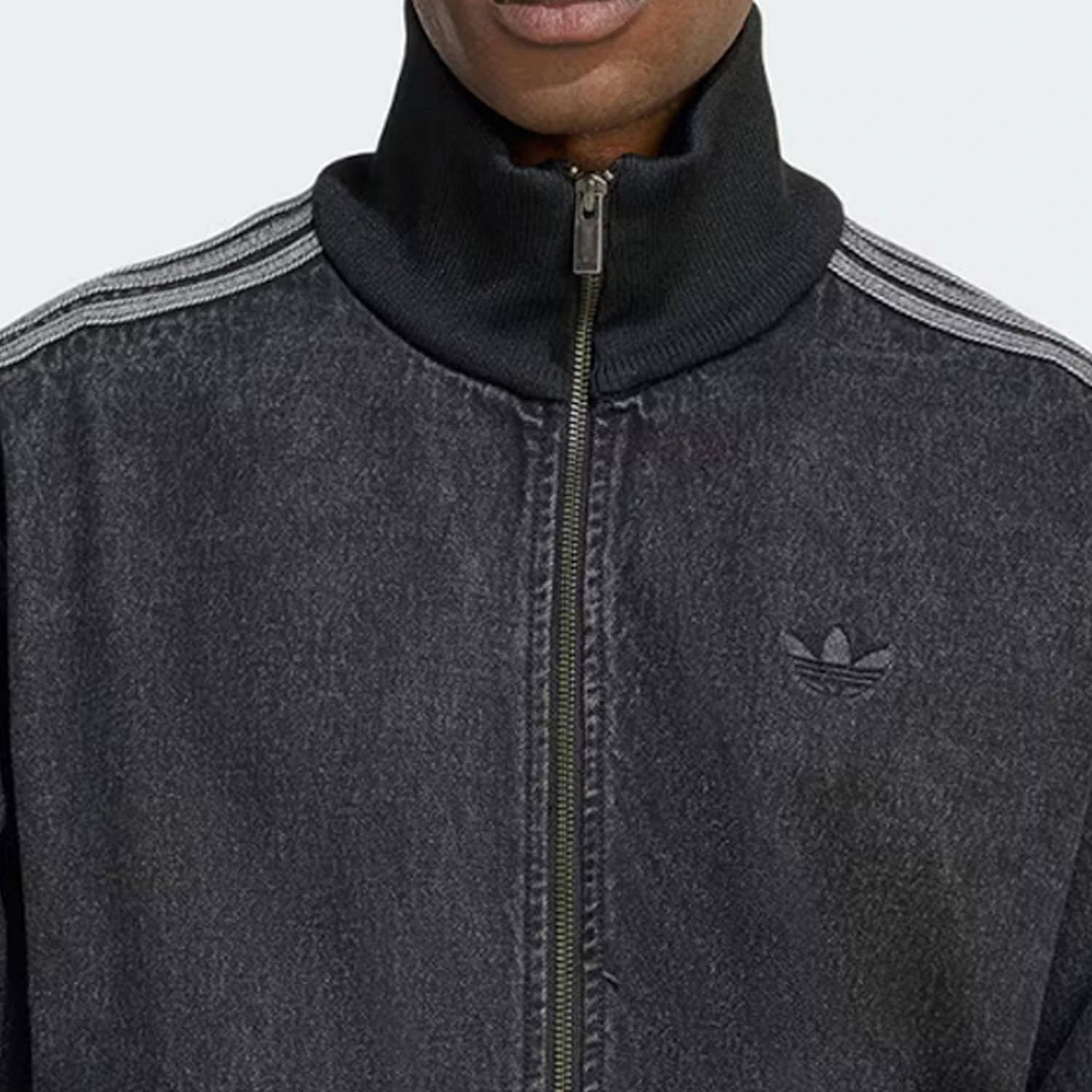 Adidas genuine Trefoil Men's Stand Collar Retro Denim Jacket KD1516