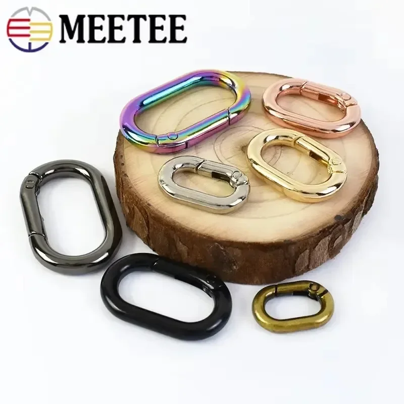 5/10Pcs Meetee 13-40mm Spring Metal Buckle Oval O Ring Clip for Bag Keychain Clasp Dog Collar Connector Hook DIY Accessories