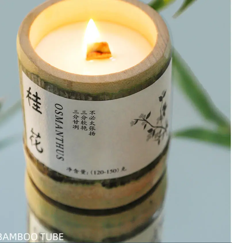 

327263 Creative Bamboo Tube Aromatherapy Candles | Soy Wax Scented Candles with Bamboo Fragrance, Atmosphere Gift Box Candle L