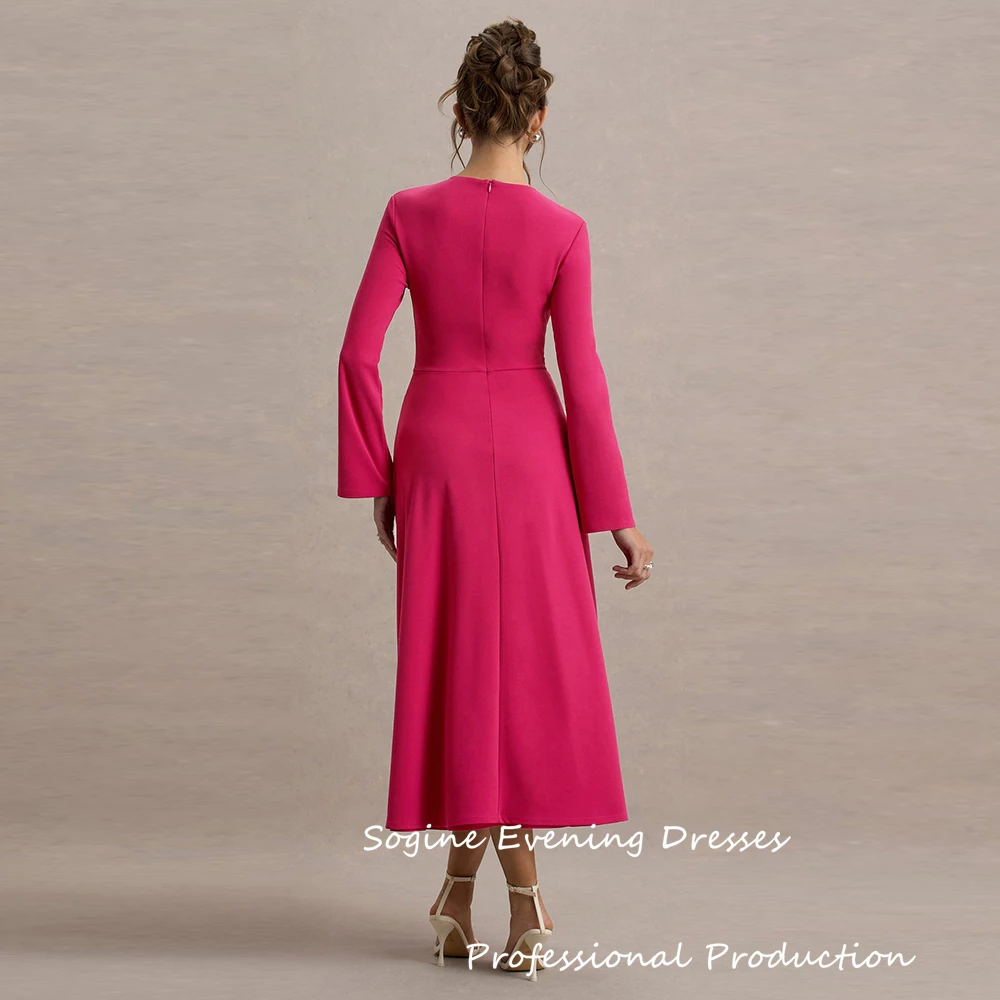 Long-Sleeve Midi Dress With Cross Waist Formal Occasions فساتين سهرة Ankle-Length Wedding Guest Party Dress For Women 2025
