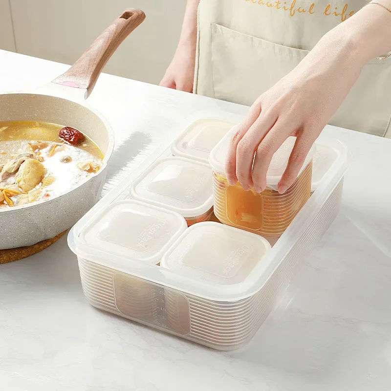 6 Grids Refrigerator Food Storage Box with Lid, Multi-Functional Fresh-Keeping Container for Fruit  Spice Kitchen Organizer