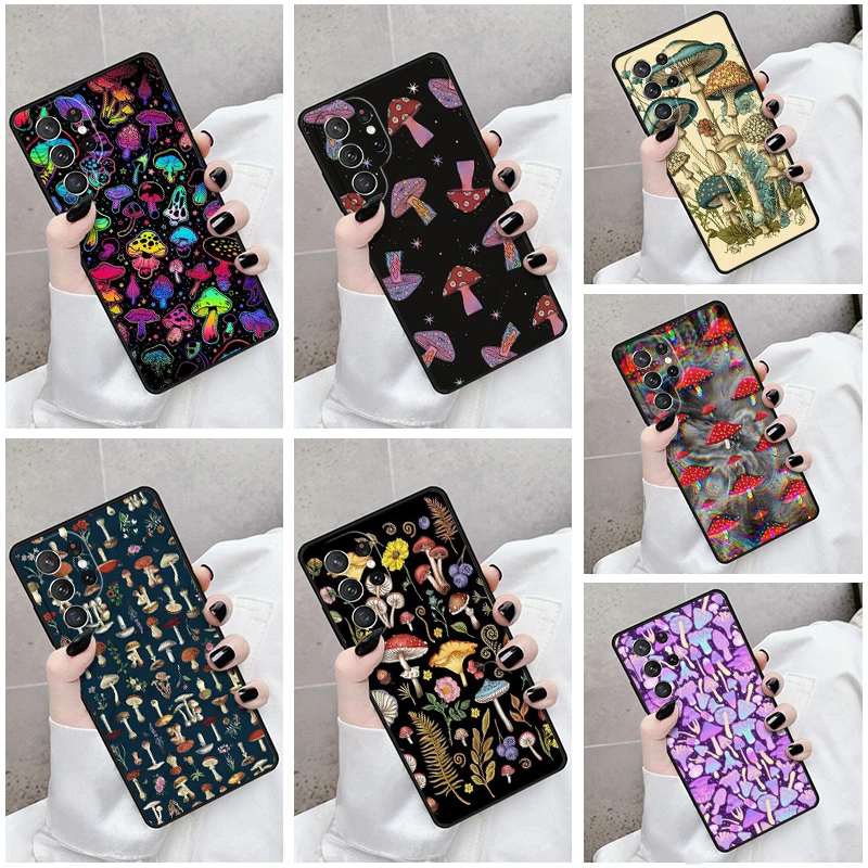 Phone Case For Samsung Galaxy S24 S23 S21fe S22 Ultra Plus Note 10 20 S8 S9 S10 Cover Trippy Mushroom