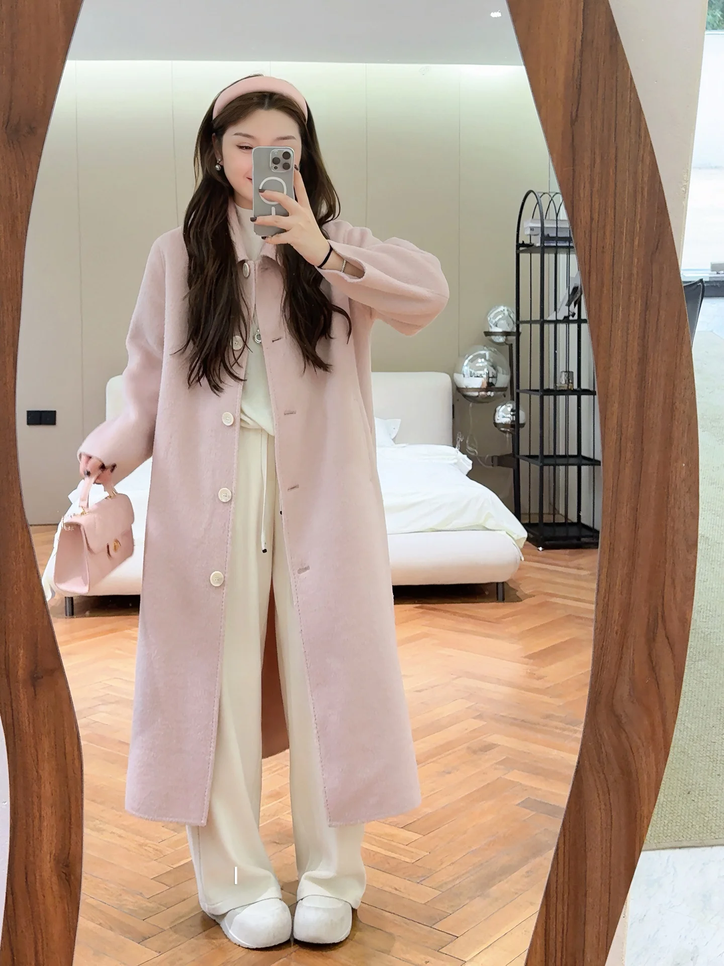 

Двустороннее шерстяное пальто розового цвета в корейском стиле, большие размеры, женское зимнее модное пальто, теплое и удобное женское пальто.