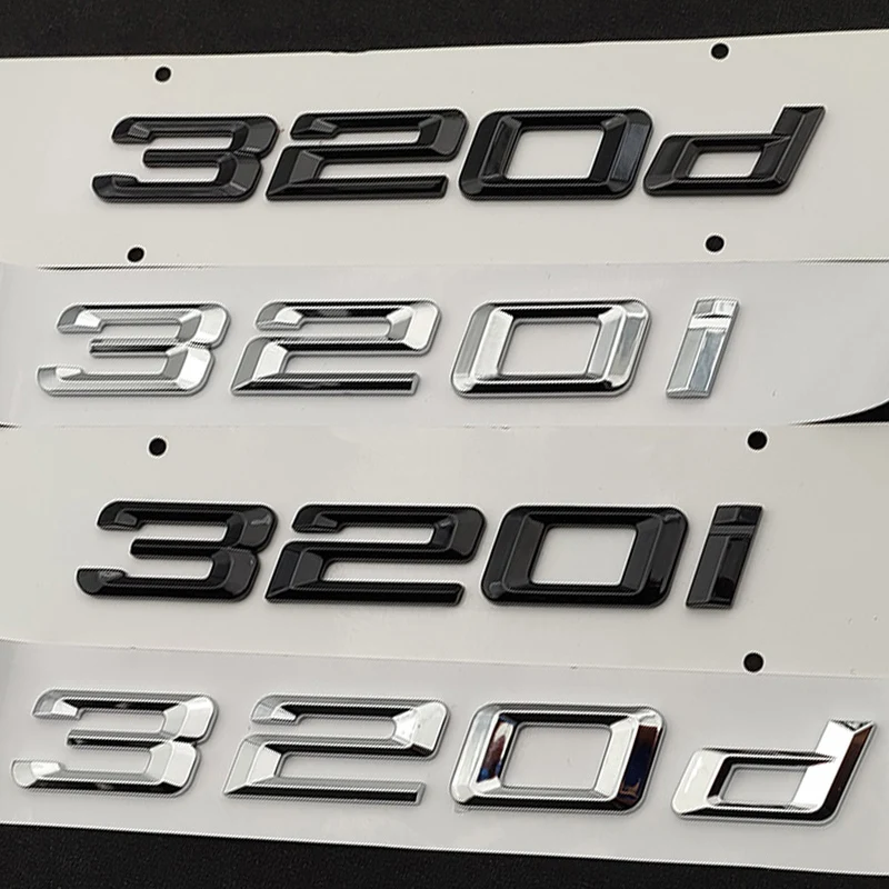 

3d ABS Chrome Black Logo 320i 320d Emblem Letters Sticker Nameplate Car Trunk Badge For BMW 320i 320d E46 E90 F30 Accessories