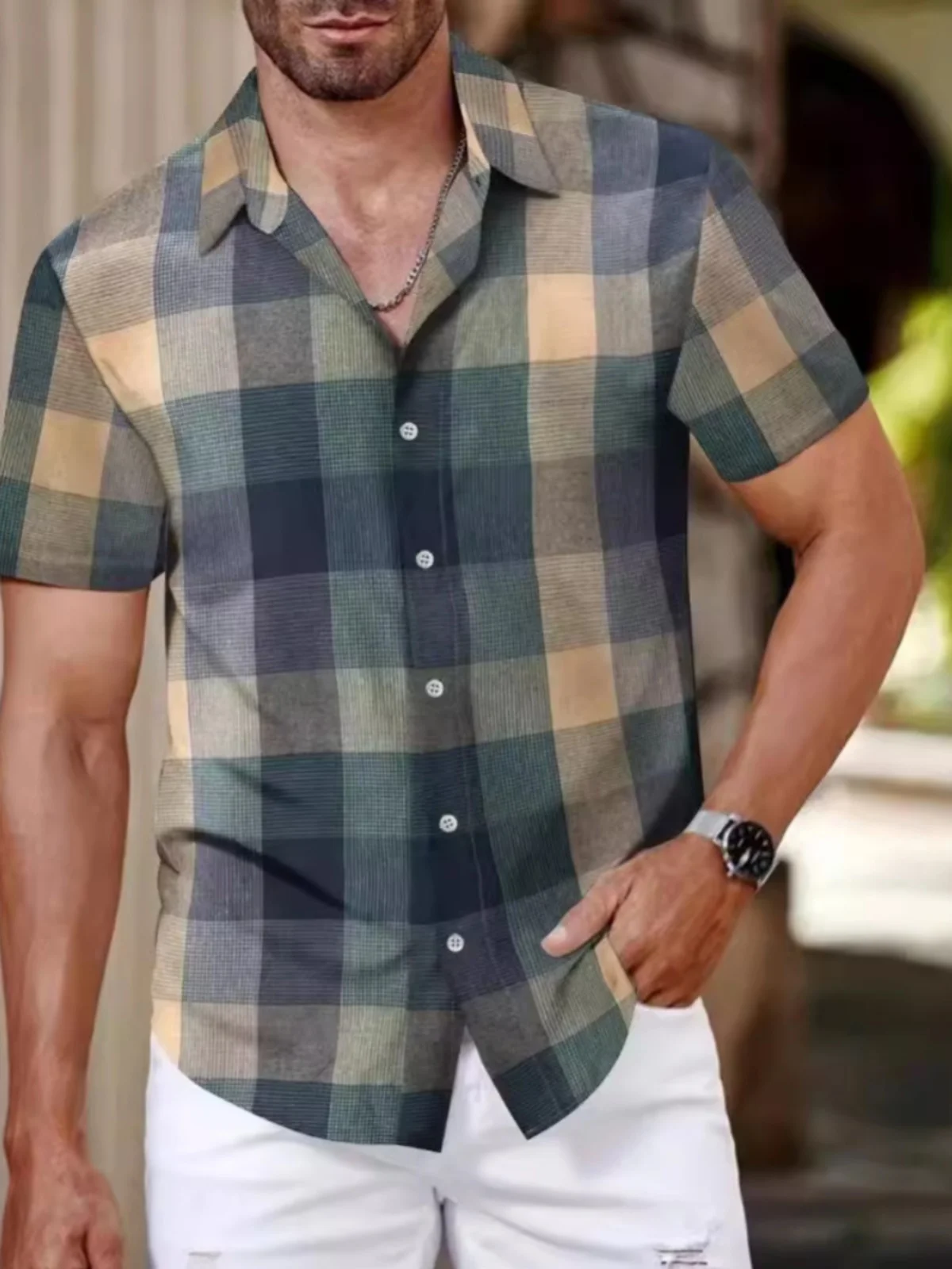 

Summer Plaid Casual ort Sve irt Youth Loose Fit Breathable Moisture ng Regular Thin Summer irt