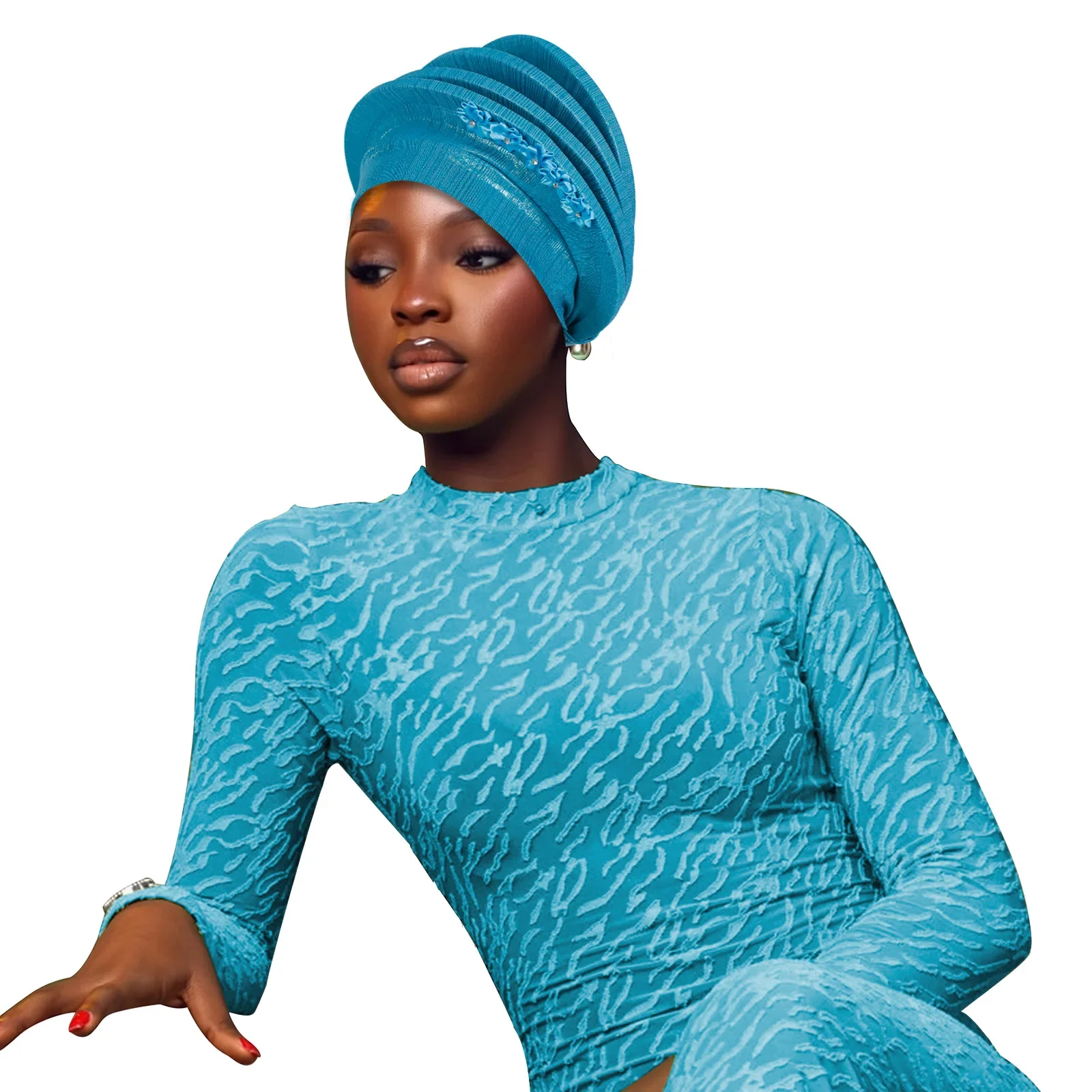 دوامة قبعة عمامة للنساء الأفريقية السيارات جيلي نيجيريا ربطة الرأس زهرة حفل زفاف رئيس التفاف صنع بالفعل الحجاب بونيه قبعة