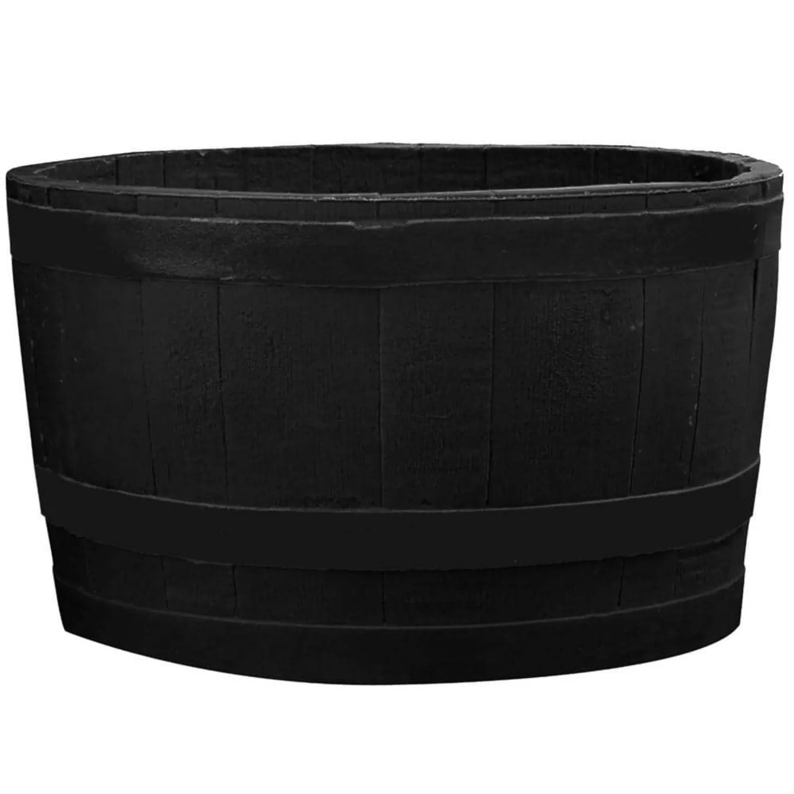 

US 24 in. Dia x 14 in. H Black Plastic Half Barrel