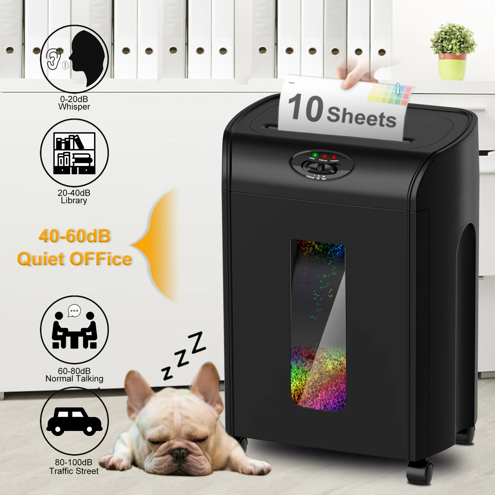 CD290P 10 Sheets Paper Shredder for Office Heavy Duty Micro Cut  Shredder with 18L Pullout Basket,Paper Shredder for Home Use