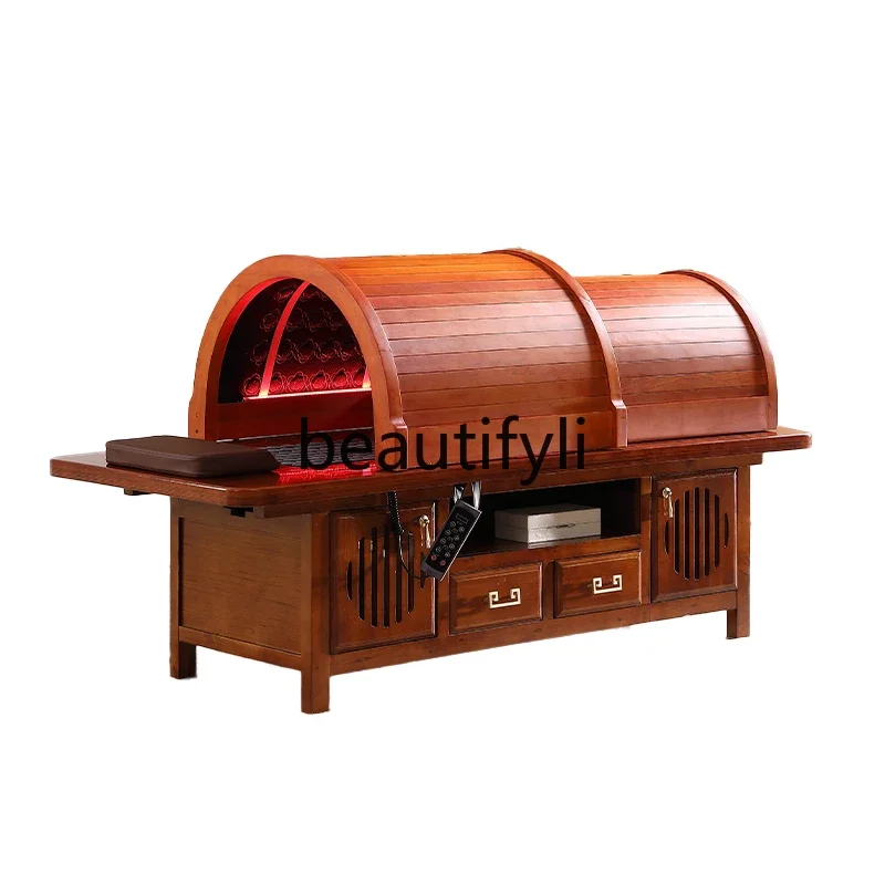 

Solid wood wrapped medicine bed, infrared smokeless moxibustion, whole body moxibustion fumigation bed, special sweat steaming