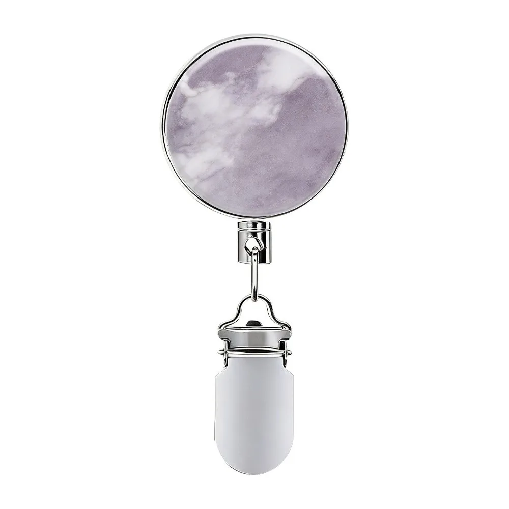 Stainless Steel Retractable Towel Clip Marble-Pattern Punch-Free Retractable Reel Hook Self-Adhesive Extendable Hanging Clip