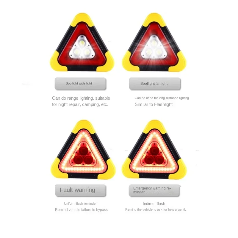 Luz de emergencia triangular Solar para coche, luz de advertencia intermitente de seguridad para carretera, estacionamiento, lámpara de señal anticolisión