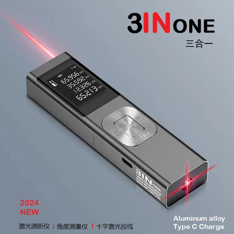 

3 in 1 Laser Rangefinder Cross Laser Projector Inclinometer Distance Measurement Area Volume Pythagorean