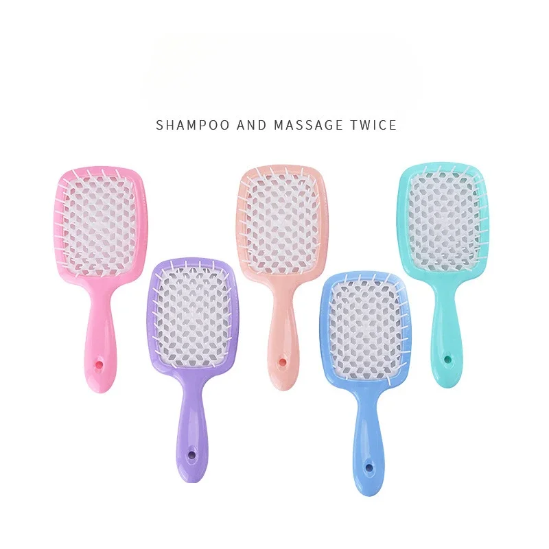 

Hollow Comb Square Scalp Massage Comb Elastic Comb Dry and Wet Dual-purpose Blow Dryer Back Honeycomb Mesh