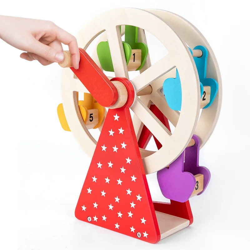 Holz Kinder Tier handge kurbelt Riesenrad digitale Farber kennung Früher ziehung Spielzeug Hand Auge Übung Puzzle Spielzeug