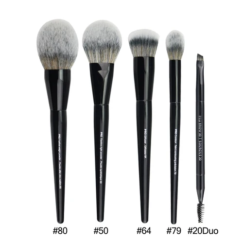 Imagen 2 del producto 5/16/26 unids/set de brochas de maquillaje en polvo negro, base para esculpir en ángulo, herramientas cosméticas esenciales para la cara, sombra de ojos, brocha de maquillaje para ojos