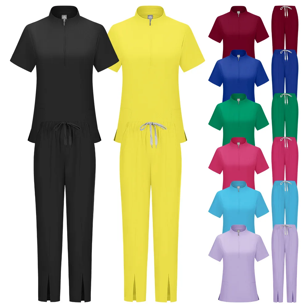 أطباء الفم فرك الأعلى سريعة الجافة تمتد قصيرة الأكمام فرك أعلى قصيرة الأكمام أربعة اتجاهات تمتد المرأة ملابس العمل منفصلة