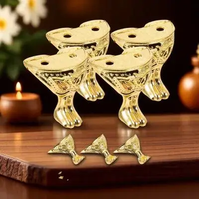 

12 Pcs Leg Decorative Foot Hardware Accessories Corner Protectors Metal Furniture Guards Golden