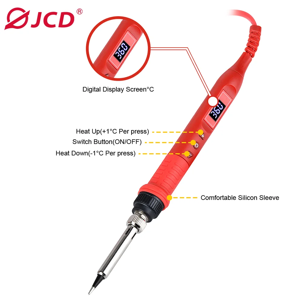 JCD Soldering Iron 908 Series 60W/80W Multi-function Button Adjustable Temperature 110V/220V LCD Digital Display Welding Tools