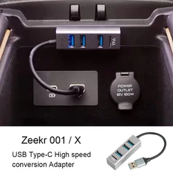 for Zeekr 001 2021 2022 2023 2024 Zeekr X Car 4 Ports USB Type-C High Speed Conversion Adapter Accessories