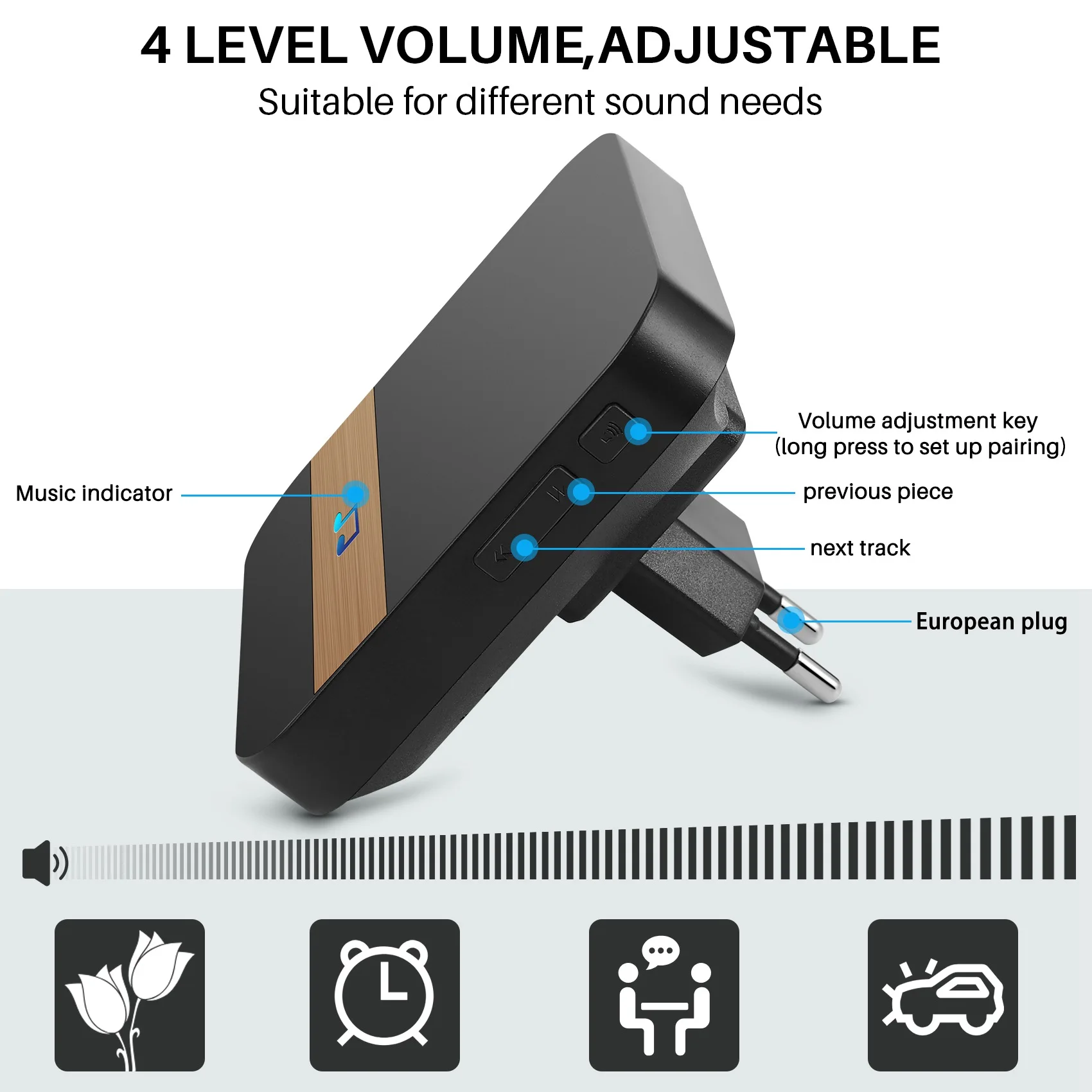 

A93Z Remote Wireless Doorbell 300M Long Distance Automatic Call Bell Intelligent Electronic Waterproof Bells Smart Home Accessor