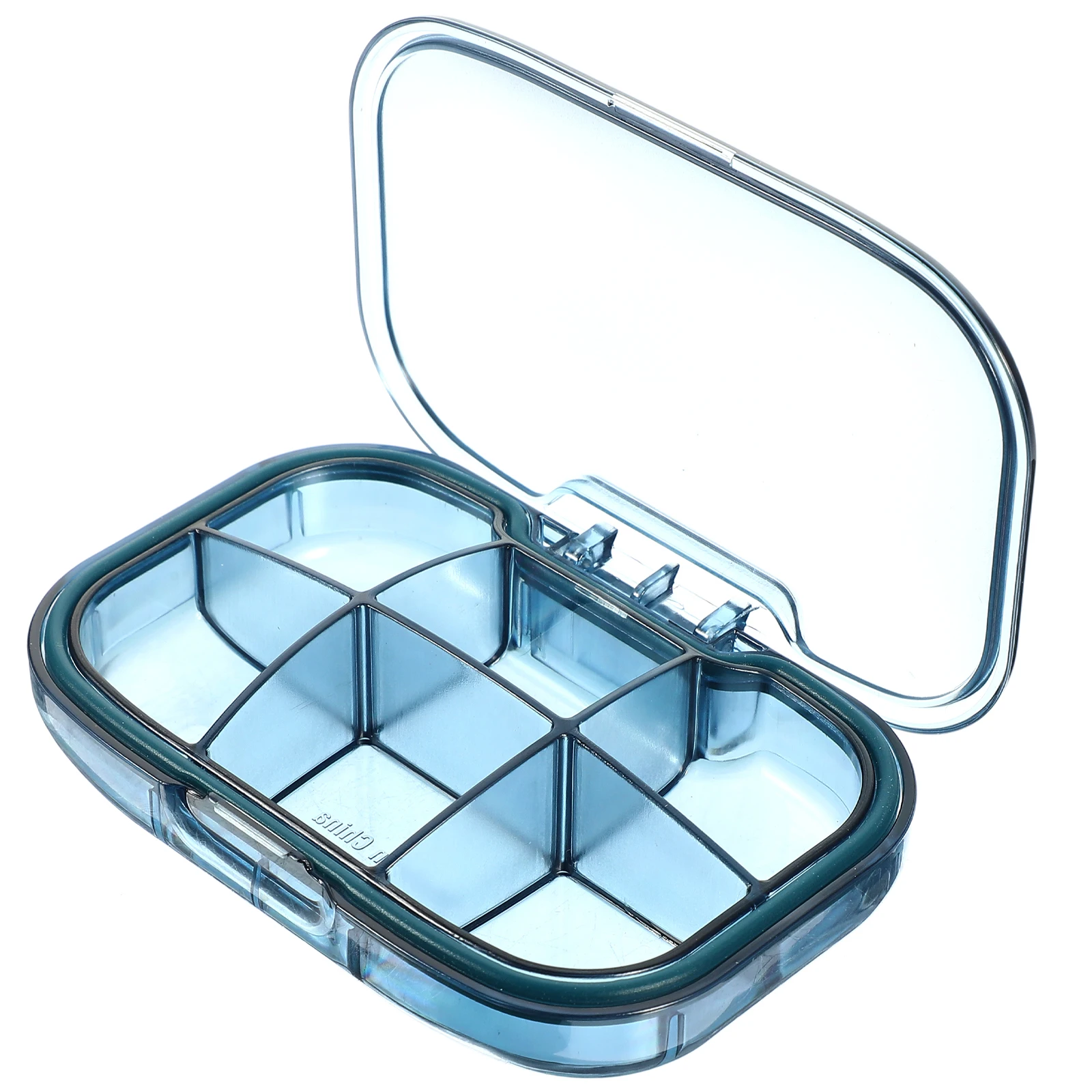 

Transparent 6 Compartments Large Blue Pill Box Sealed Moisture proof Portable Storage Case Travel Home Use Tablets Dispenser